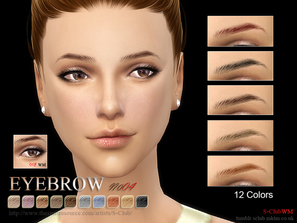 Sims 4 — S-Club WM thesims4 Eyebrows 04F by S-Club — Female eyebrows for you with 12 colors, as always, hope you enjoy