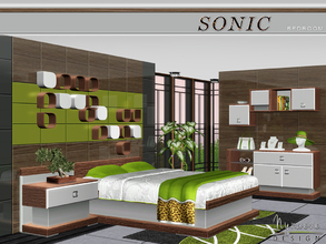 Sims 3 — Sonic Bedroom by NynaeveDesign — Clean lined furniture that imbues the Sonic bedroom with a bright and modern