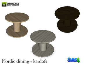 Sims 4 — kardofe_Nordic dining_EndTable by kardofe — Coffee table made with a large coil reel Industrial Cable