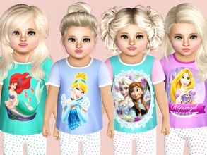 Sims 3 — Disney Princess Toddlers Tees by SweetDreamsZzzzz — Set of 4 disney princess t shirts for toddlers recolorable 3
