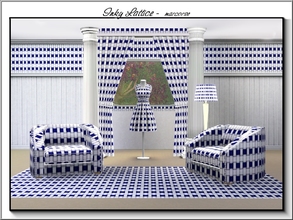 Sims 3 — Inky Lattice_marcorse by marcorse — Geometric pattern: navy blue and white woven lattice design