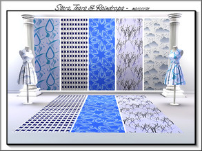 Sims 3 — Stars, Tears & Raindrops_marcorse by marcorse — Five collected patterns in shades of blue. Inky Lattice is