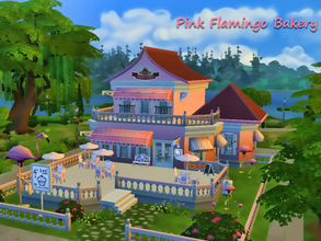 Sims 4 — Pink Flamingo Bakery by kinder10000 — Two story bakery in a pink theme. Plus small basement apartment if you