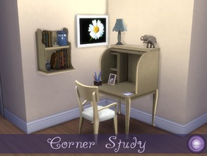 Sims 4 — Corner Study by D2Diamond — This corner study offers an assortment of items needed for a small study area. The