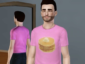 Sims 3 — FL Male Breakfast Tshirt's by frockling — 4 Different Tshirts: Pancakes, Bacon, Eggs, and Orange Juice.