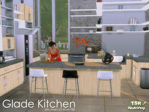 Sims 4 — Glade Kitchen by sim_man123 — A bright, airy, and modern kitchen set. Featuring light woods and stone counter
