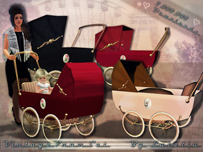 Sims 3 — Vintage Pram Set ~ 2,000,000 DL by Lutetia — This set contains three cute vintage inspired prams ~ One pram