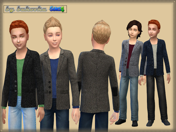 Sims 4 — Costume_Woolen jacket and Jeans by bukovka — Costume for boys. Jeans and classic woolen jacket. Informal urban
