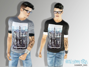 Sims 3 —  New York T-shirt by Summer_Sims2 — Male YA/A 2 recolorable channels I hope you like!