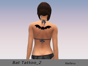 Sims 4 — Bat Tattoo_2 by Neferu2 — Female tattoo in black