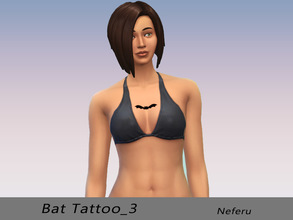 Sims 4 — Bat Tattoo_3 by Neferu2 — Female tattoo in black