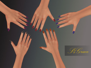 Sims 4 — [S4Grace] - Nails Dark Colors by S4grace — Long nails with five different dark colors. TF-EF Can be found under