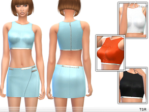 Sims 4 — Cropped Top 2 - S9 by ekinege — Cropped top with metallic detail. New items. 4 different colors.