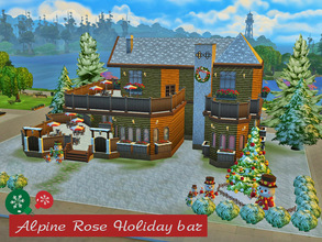 Sims 4 — Alpine Rose holiday bar set by kinder10000 — Alpine rose holiday bar set---- features: snow covered balcony,