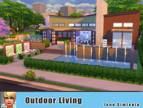 Sims 4 — Outdoor Living by Jenn_Simtopia — The perfect house for entertaining! Hot tub, swimming pool, huge outdoor deck