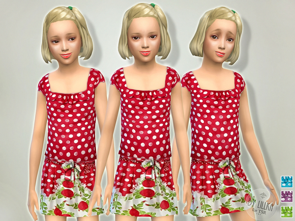 Sims 4 — Sweet Dots - Set by lillka — This 2 part set includes top and skirt I hope you like it :) Hair by Kiara