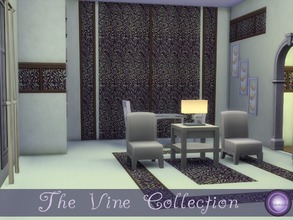 Sims 4 — The Vine wall and floor Collection by D2Diamond — Busy vines on green with brown boarders. Set includes three