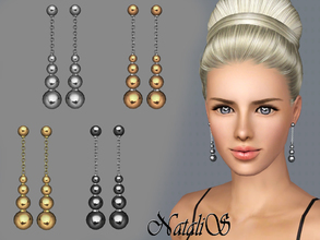 Sims 3 — NataliS TS3 Metal beads drop earrings FT-FA by Natalis — Excellent drop earrings. Radiant polishing metal beads