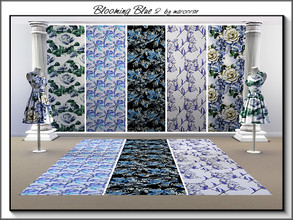 Sims 3 — Blooming Blue 2_marcorse by marcorse — Five blue floral patterns. All are found in Fabric, except Lopsided Daisy