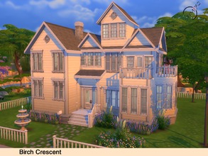 Sims 4 — Birch Crescent by timi722 — Home for a medium family. Comfortable and lovely house with fountain, swimming pool
