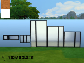 Sims 4 — Modern Window Recolor Set by k-omu2 — Recolors of nine EA windows, in pure white, pitch black and authentic wood