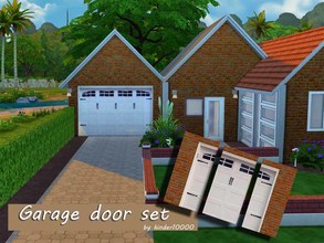 Sims 4 — Garage door wall set by kinder10000 — Here's a white garage door set for your homes and driveways. Set consists
