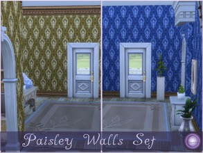 Sims 4 — Paisley Wall Set by D2Diamond — Paisley wall throw back to the Sims 2 game. Comes in the original base game