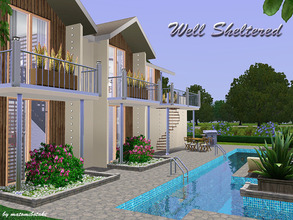 Sims 3 — Well_Sheltered by matomibotaki — Modern family home with common and unusual architectual elements. Details:
