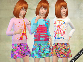 Sims 4 — Colorful Printed Skirt by FritzieLein — A new, colorful skirt with button print for your girls. Comes in 3