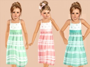 Sims 3 — GirlsDress by SweetDreamsZzzzz — Striped formal girls dress with silky sash recolorable