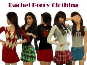 Sims 4 — Rachel Berry Clothing by simmi98x — Four tops and one skirt inspired by Rachel Berry from the TV-show Glee: Red