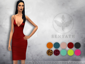 Sims 4 — Venus Dress by Sentate — The ultimate 'Bombshell' dress. A sexy pencil dress with a plunging neckline and barely