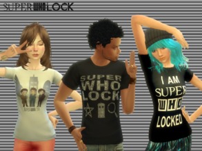 Sims 4 — SuperWhoLock T-shirts by simmi98x — T-shirts for your superwholockian sims! Superwholock = Supernatural + Doctor