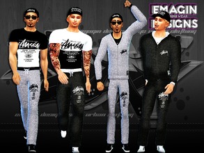 Sims 4 — Men Stussy Sweats 2 by emagin3602 — Designed by Emagin Designs http://www.thesims3.com/mypage/Emagin/mystudio