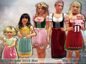 Sims 3 — Oktoberfest 2015 Set by Lutetia — This set contains six traditional Bavarian dresses (dirndl) ~ Works for ALL