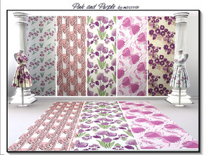Sims 3 — Pink and Purple_marcorse by marcorse — Five selected patterns in shades of pink and/or purple. 