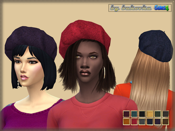 Sims 4 — Felt Cap by bukovka — Felt hat for autumn days. Install a separate slot. New mesh. 12 variants of coloring.