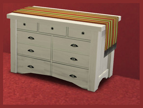 Sims 4 — Holiday themed white dresser by kinder10000 — A white dresser with a holiday themed runner on top