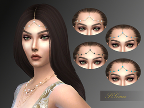 Sims 4 — [S4Grace] - Head Jewelry by S4grace — Head jewelry in gold chain adorned with white, blue, black, or turquoise