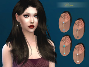 Sims 4 — [S4Grace] - Golden Chain and Pearls Earrings by S4grace — Earrings in golden chains adorned with white, black,