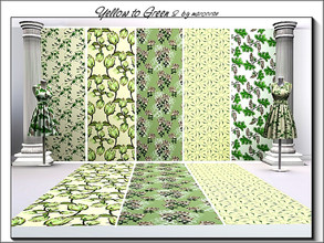 Sims 3 — Yellow to Green 2_marcorse by marcorse — Five selected patterns in tones of yellow to green. Starfish Style is
