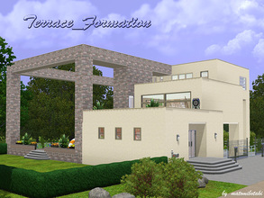 Sims 3 — Terrace_Formation by matomibotaki — Unusual builtstyle and straight shaping are the notable features of this