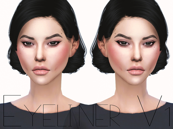 Sims 4 — Eyeliner V1 by Ms_Blue — A couple of simple and delicate eyeliner for your sims. 2 version with 10 colors each.