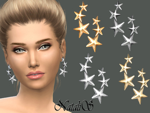 Sims 4 — NataliS_Three stars earrings by Natalis — These beautiful three star drop earrings will make any outfit look