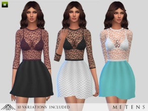 Sims 4 — Valentine - Dress by Metens — Dress with lovely patterns and colours on bottom and bra/lace on top New item / 10