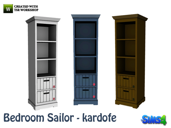 Sims 4 — kardofe_Bedroom Sailor_shelving by kardofe — Bookcase with two large drawers in the lower part
