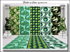 Sims 3 — Bolder in Green_marcorse by marcorse — Five collected patterns in bold shades of green. All are found in Fabrics