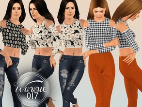 Sims 3 — Basic Crop Tops - Set by winnie017 — A set of 2 basic, printed crop tops. Recolorable