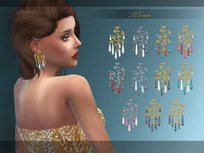 Sims 4 — [S4Grace] - Morning Dew Earrings by S4grace — Earrings in branch-like golden and silver metals and adorned with