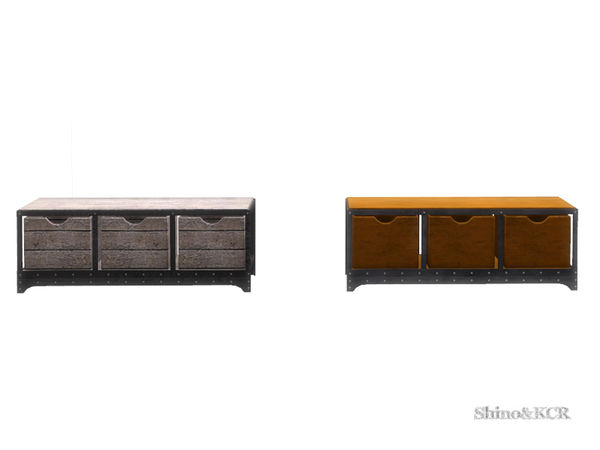Sims 4 — Loft Bathroom - Bench by ShinoKCR — Bench in Industrial Style with Baskets